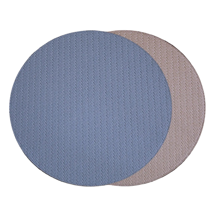 Slate Blue & Tan Reversible Round Placemats Set of 4