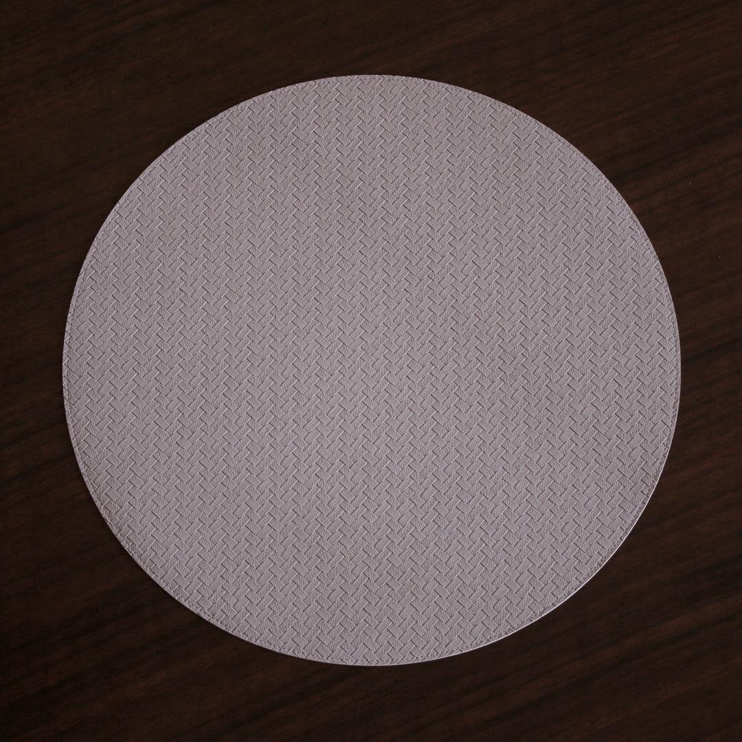 Vida Snakeskin Reversible 15" Round Placemats Set 4 (Pale Green Taupe) - Placemat Texture Detail | Bone & Brass