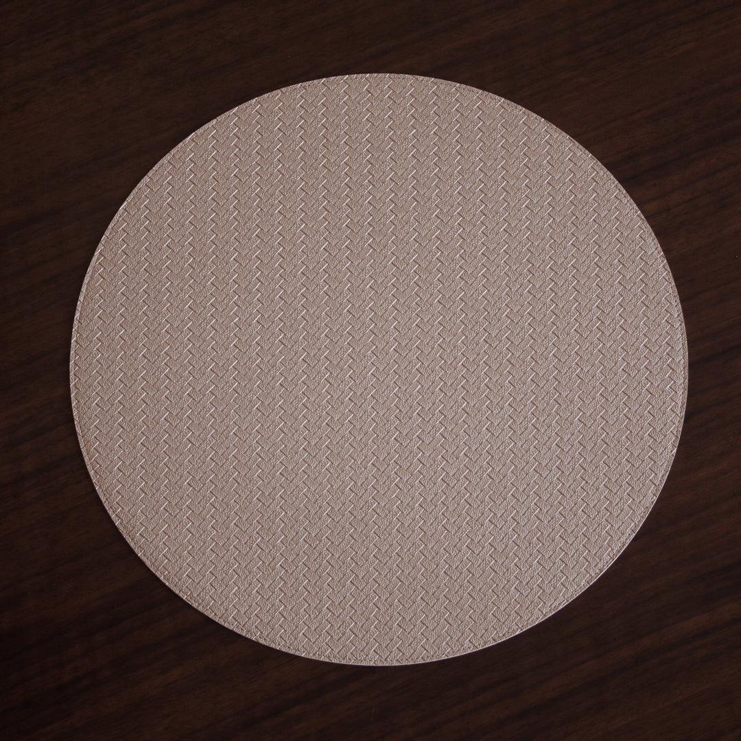 Vida Metallic Snakeskin Reversible 15" Round Placemats Set 4 (Silver - Placemat Texture Detail | Bone & Brass
