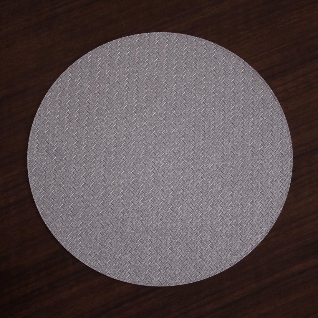 Vida Metallic Snakeskin Reversible 15" Round Placemats Set 4 (Silver - Placemat Side View | Bone & Brass