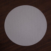 Vida Metallic Snakeskin Reversible 15" Round Placemats Set 4 (Silver - Placemat Side View | Bone & Brass