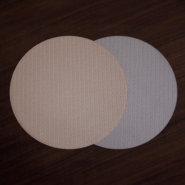 Vida Metallic Snakeskin Reversible 15" Round Placemats Set 4 (Silver - Placemat Detail | Bone & Brass