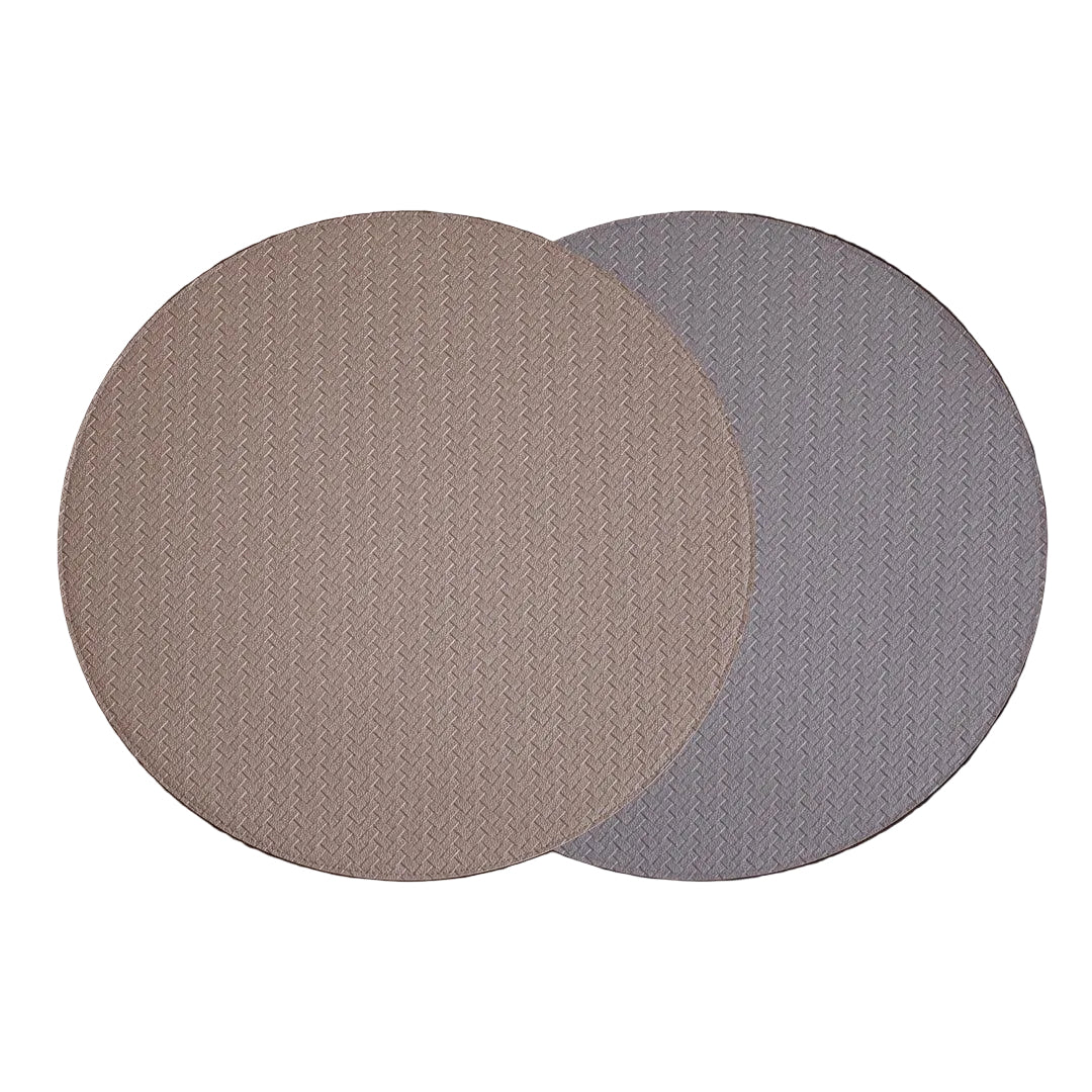 Vida Metallic Snakeskin Reversible 15" Round Placemats Set 4 (Silver | Bone & Brass