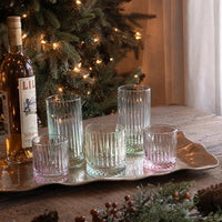 Glass Aquarelle Double Old Fashioned Set 4 (Multi) - Glass Close Up | Bone & Brass