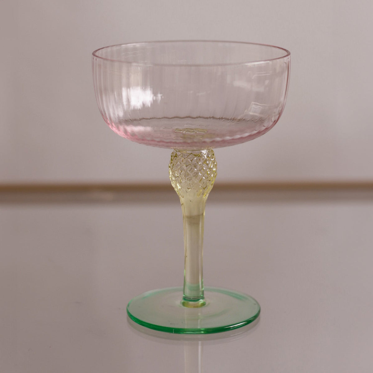 Glass Aquarelle Coupe Set 4 (Multi) - Glass Side View | Bone & Brass