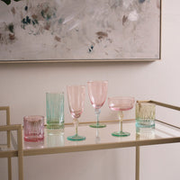 Glass Aquarelle Wine (or All Purpose) Glass Set 4 (Multi) - Glass Close Up | Bone & Brass