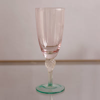 Pink & Green Aquarelle Champagne Flute Set of 4 - Glass Detail | Bone & Brass