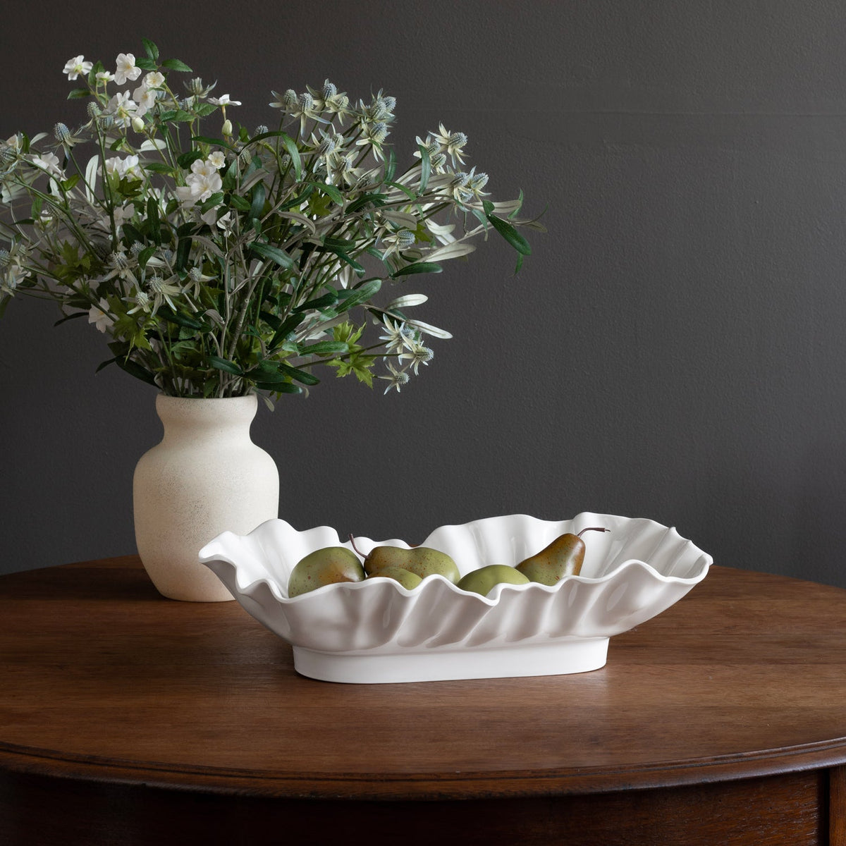 White Bloom Large Rectangle Serving Bowl