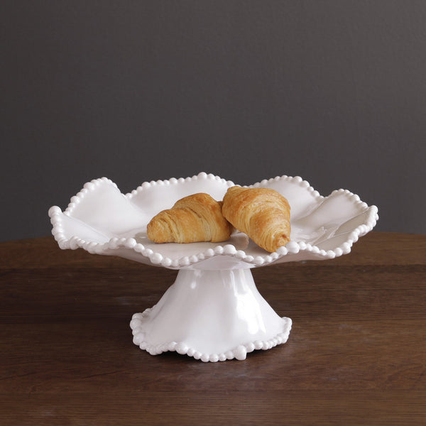 White Alegria Small Pedestal Cake Plate