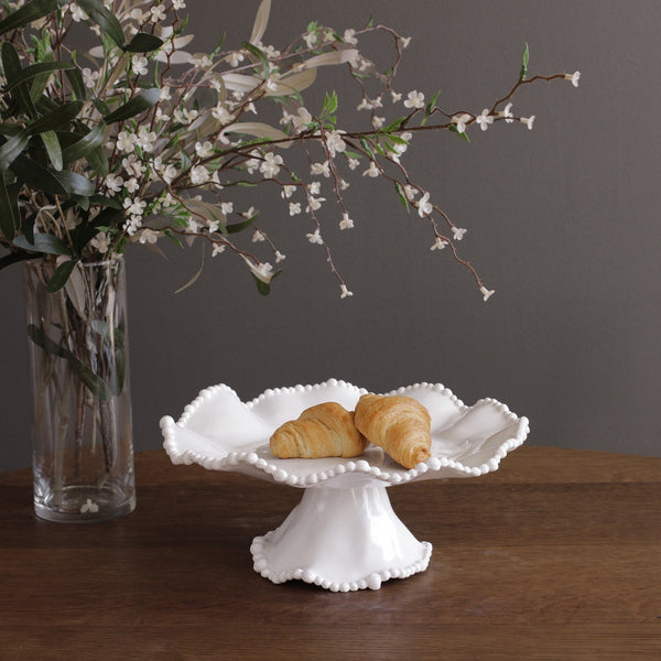 White Alegria Small Pedestal Cake Plate