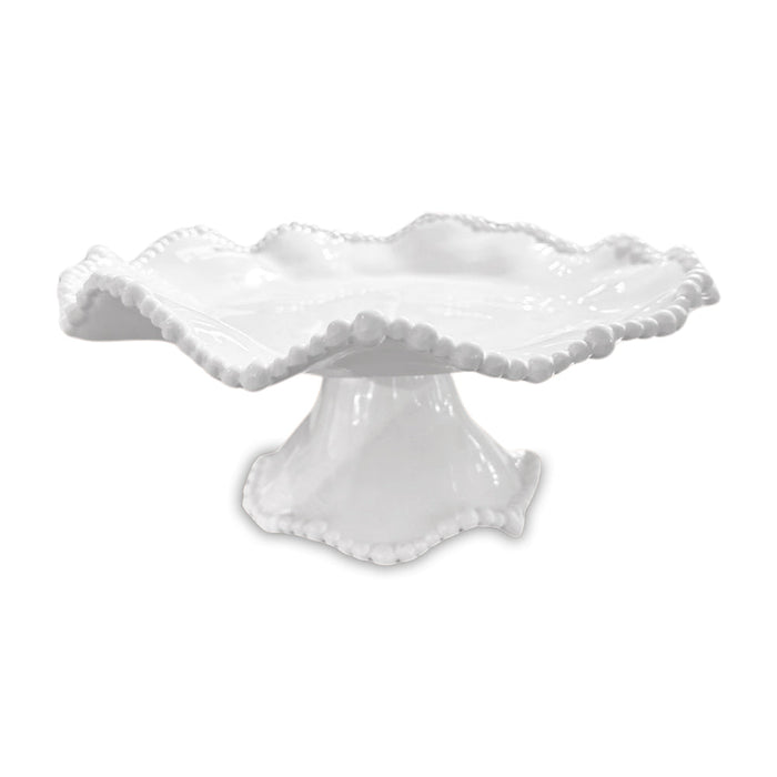 White Alegria Small Pedestal Cake Plate