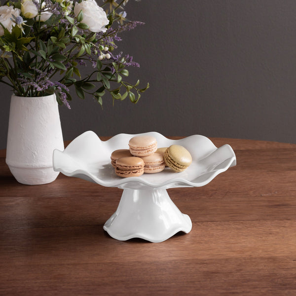 Vida Havana Small Pedestal Cake Plate (White) - Pedestal Detail | Bone & Brass