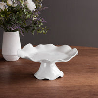 Vida Havana Small Pedestal Cake Plate (White) - Pedestal Top View | Bone & Brass