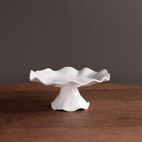 Vida Havana Small Pedestal Cake Plate (White) - Pedestal Side View | Bone & Brass