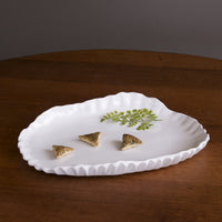 White Bloom Pinched Large Oval Serving Platter