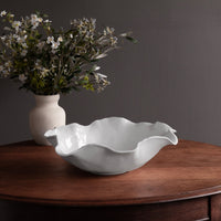Vida Havana Extra Large Round Centerpiece (White) - Bowl Top View | Bone & Brass