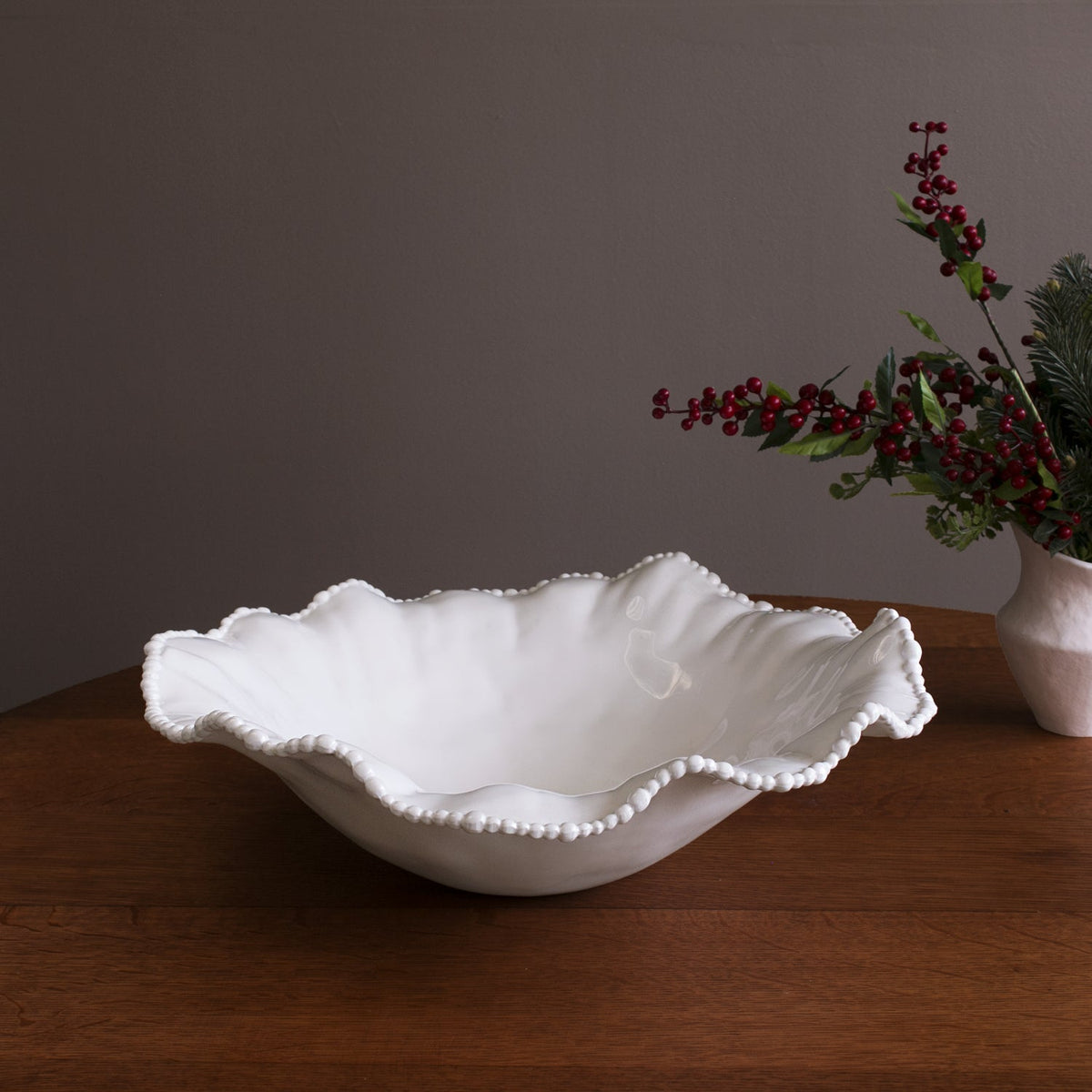 Vida Alegria Extra Large Round Centerpiece (White) - Centerpiece Top View | Bone & Brass