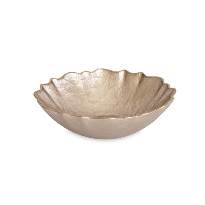 Taupe & Gold Small Round Serving Bowl