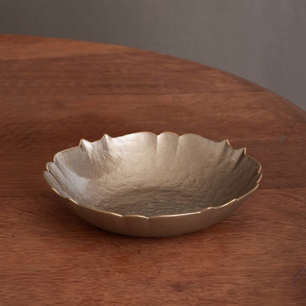 Glass Medium Round Bowl (Taupe Gold) - Bowl Detail | Bone & Brass