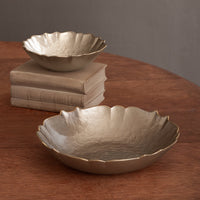 Glass Medium Round Bowl (Taupe Gold) - Bowl Top View | Bone & Brass