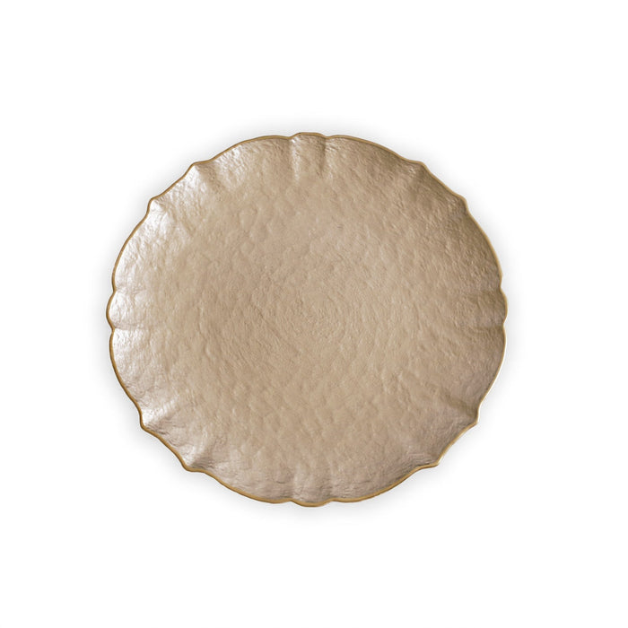 Taupe & Gold Glass Large Charger | Bone & Brass