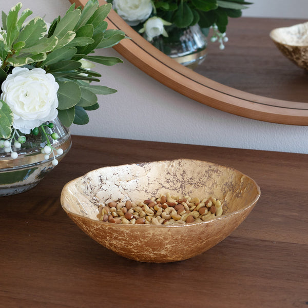 Small Gold Foil Leaf Serving Bowl