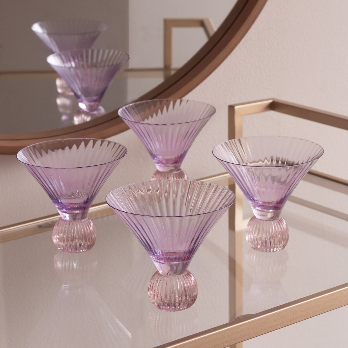 Venice Violet & Pink Martini Glass Set of 4