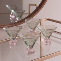 Venice Green & Pink Martini Set of 4 - Glass Detail | Bone & Brass