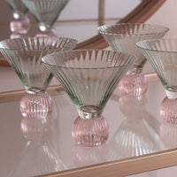 Venice Green & Pink Martini Set of 4 - Glass Close Up | Bone & Brass