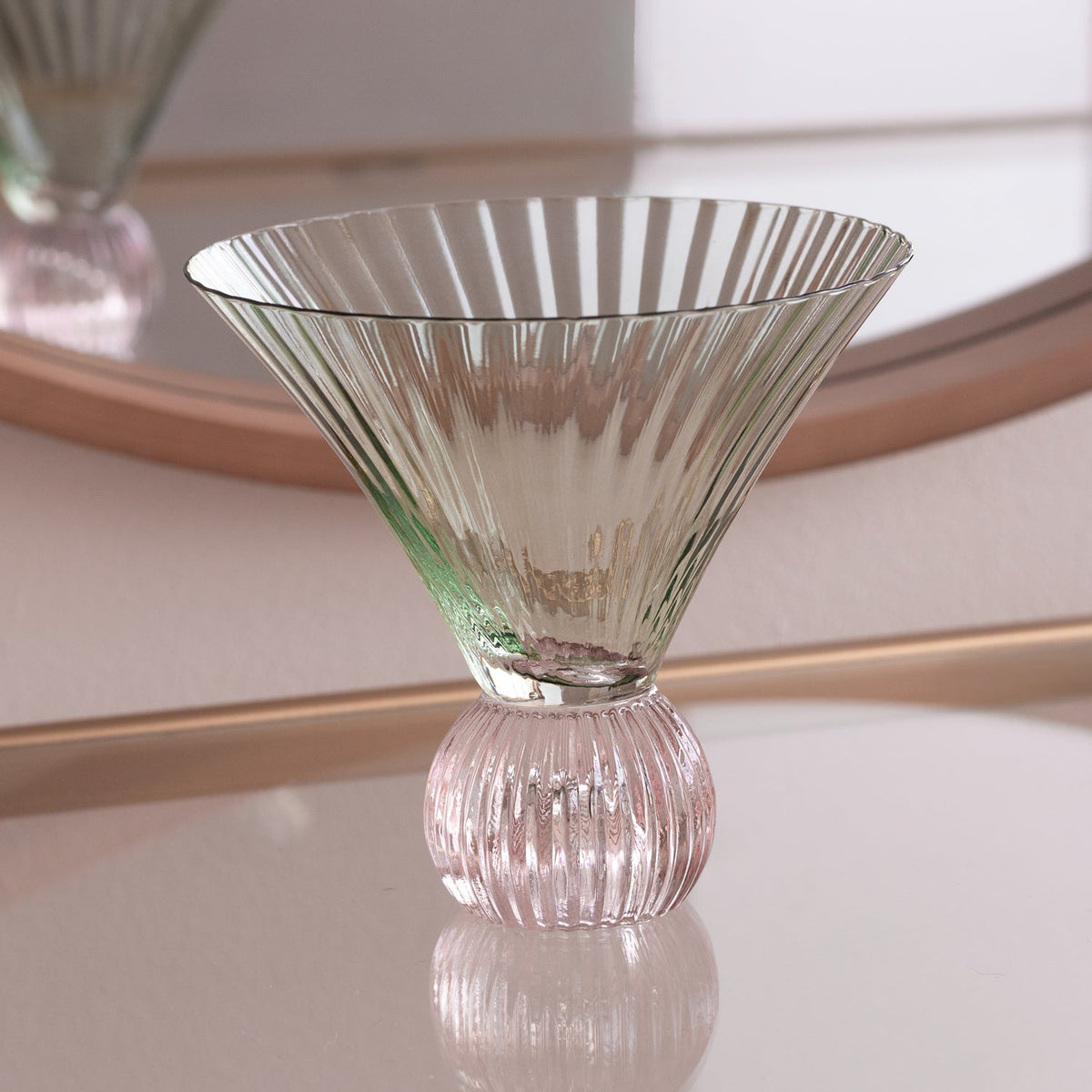 Venice Green & Pink Martini Set of 4 - Glass Stem Detail | Bone & Brass