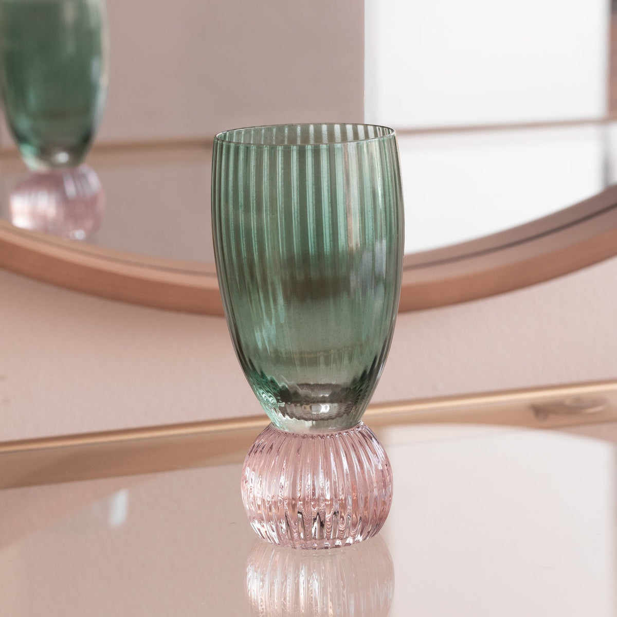 Venice Green & Lavender Shot Glass Set of 4 - Glass Side View | Bone & Brass