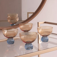 Venice Amber & Blue Coupe Set of 4 - Glass Detail | Bone & Brass