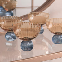Venice Amber & Blue Coupe Set of 4 - Glass Stem Detail | Bone & Brass