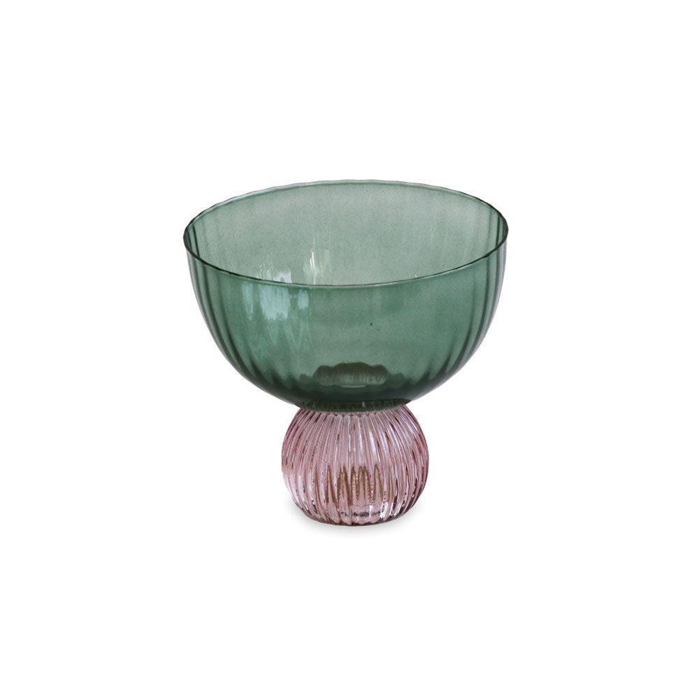 Glass Venice Coupe Set 4 (Green Lavender) | Bone & Brass