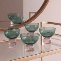 Glass Venice Coupe Set 4 (Green Lavender) - Glass Stem Detail | Bone & Brass