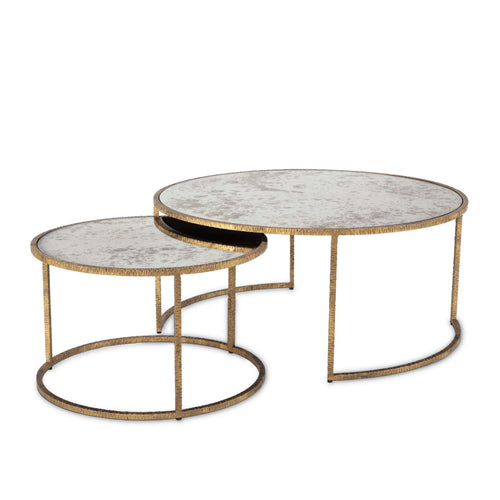 Anastasia Gold & Antique Glass Nesting Cocktail Tables | Bone & Brass