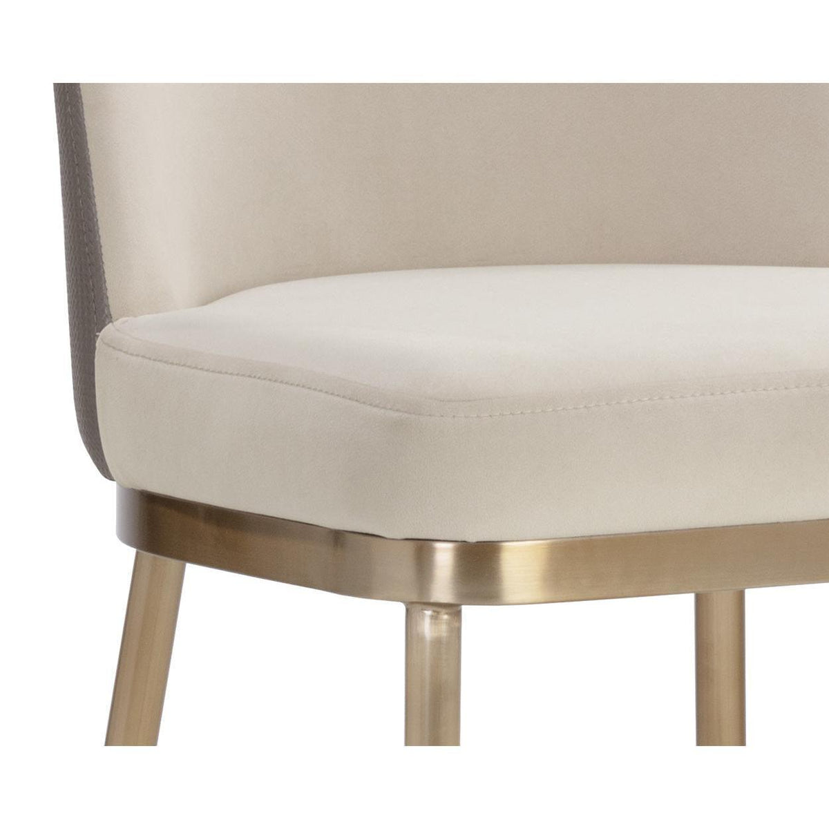 Lavania Taupe & Brass Barstool - Stool View | Bone & Brass