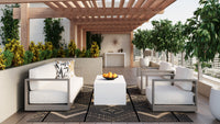 Tavira Greige & White Outdoor Lounge Chair