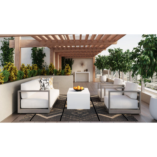 Tavira Greige & White Outdoor Lounge Chair