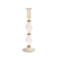 Glass Cambridge Beryl 10" Candlestick Holder Set 2 (Champagne Gold) | Bone & Brass