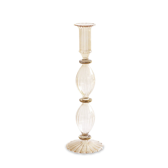 Glass Cambridge Beryl 10" Candlestick Holder Set 2 (Champagne Gold) | Bone & Brass