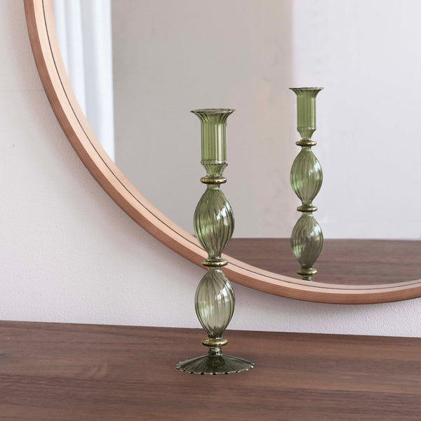Cambridge Beryl Green & Gold Candlestick Holder Set of 2