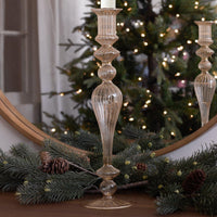 Glass Cambridge Josephine 13.5" Candlestick Holder Set 2 (Champagne - Candlestick Side View | Bone & Brass