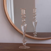 Glass Cambridge Josephine 13.5" Candlestick Holder Set 2 (Champagne - Candlestick Detail | Bone & Brass