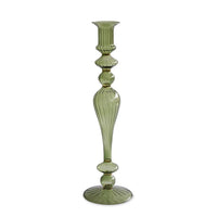 Glass Cambridge Josephine 13.5" Candleholder set 2 (Green Gold) | Bone & Brass