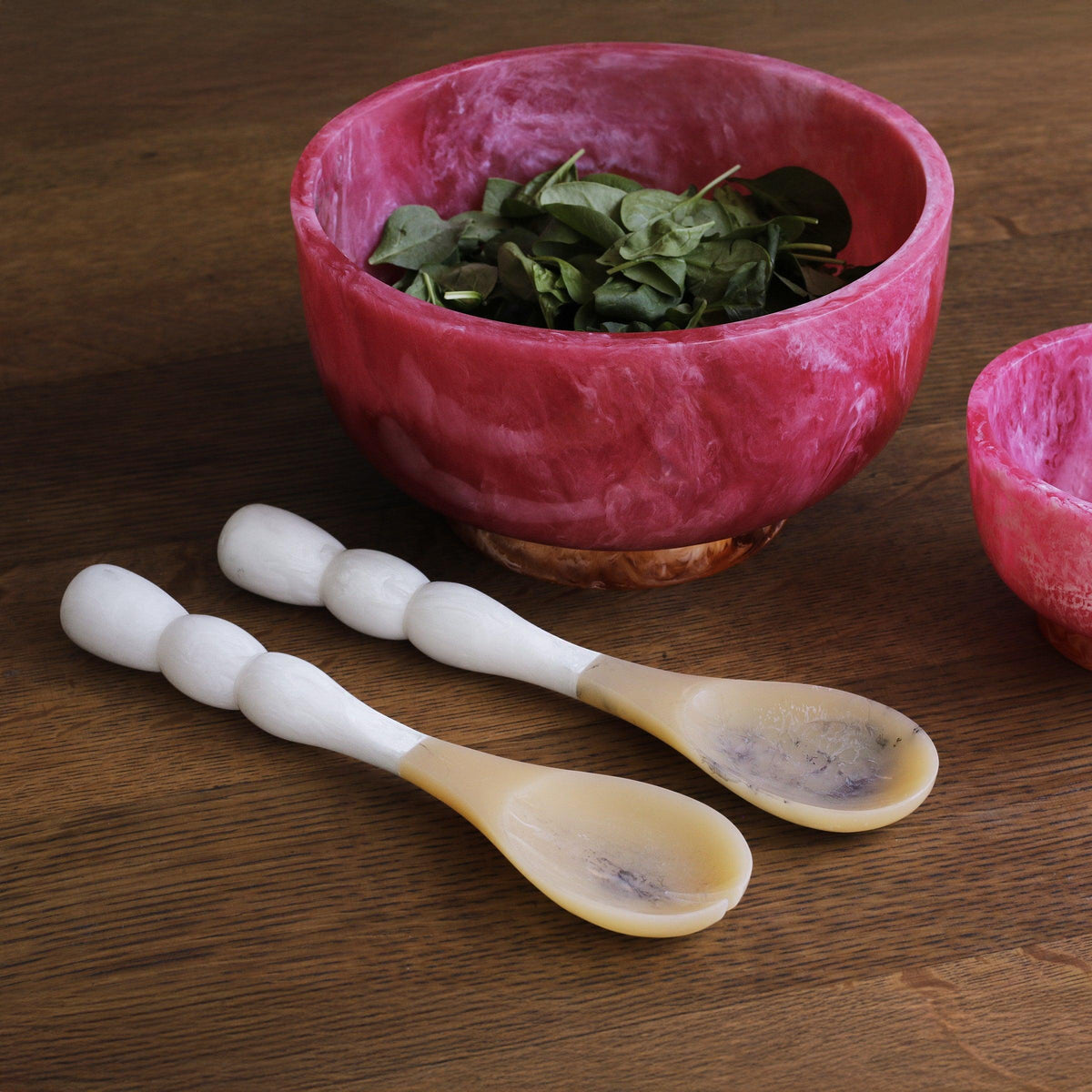 Resin Rio Bubble Salad Servers (White) - Set Detail | Bone & Brass