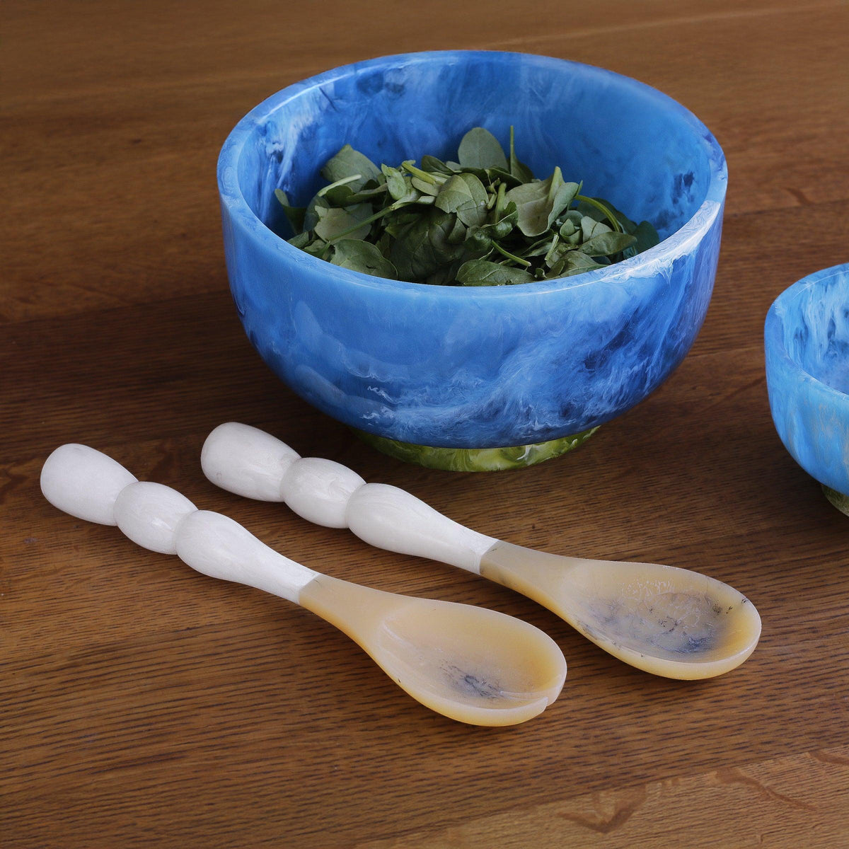 Resin Rio Bubble Salad Servers (White) - Set View | Bone & Brass