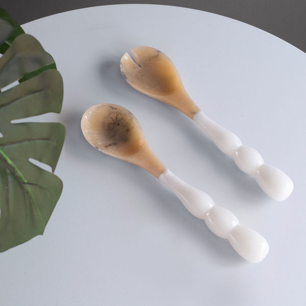 Resin Rio Bubble Salad Servers (White) - Set Detail | Bone & Brass