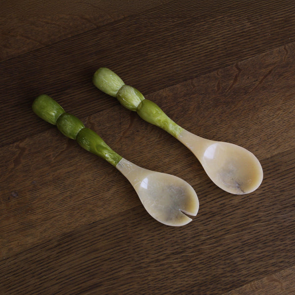 Resin Rio Bubble Salad Servers (Green) - Set Detail | Bone & Brass
