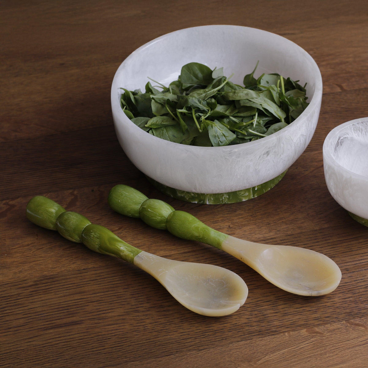 Resin Rio Bubble Salad Servers (Green) - Set View | Bone & Brass